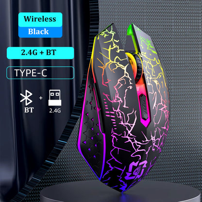 Bluetooth 5.2 Mouse RGB 2.4G Wireless Mouse Dual-Mode Gaming Mouse 6 Buttons Silent Mouse for Macbook Tablet Laptops Computer