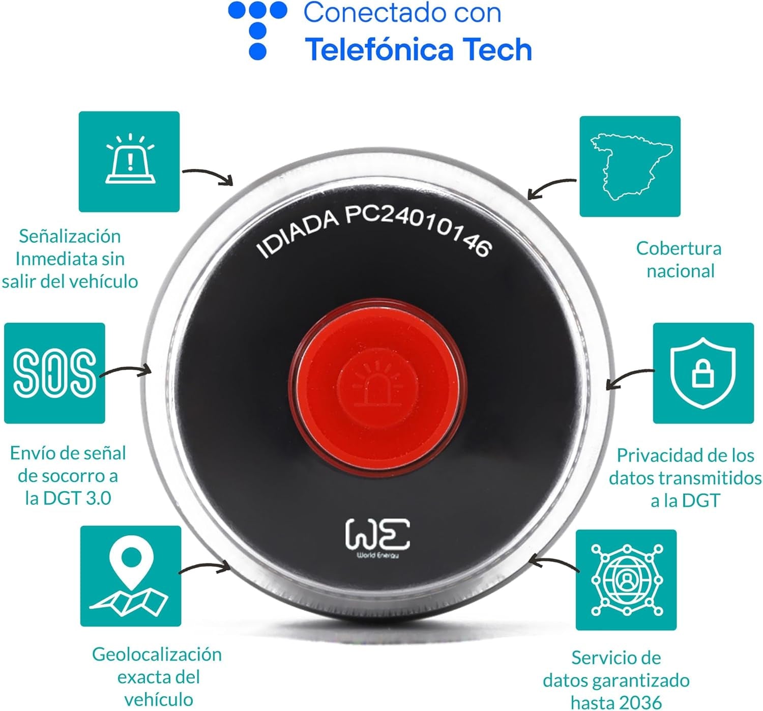 We Set De Baliza De Emergencia V16 + Adaptador Para Fijación En Superficies No Imantables (Aluminio, Etc)