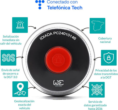 We Set De Baliza De Emergencia V16 + Adaptador Para Fijación En Superficies No Imantables (Aluminio, Etc)