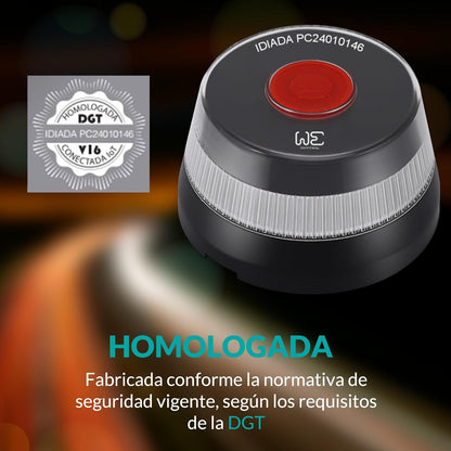 We Set De Baliza De Emergencia V16 + Adaptador Para Fijación En Superficies No Imantables (Aluminio, Etc)